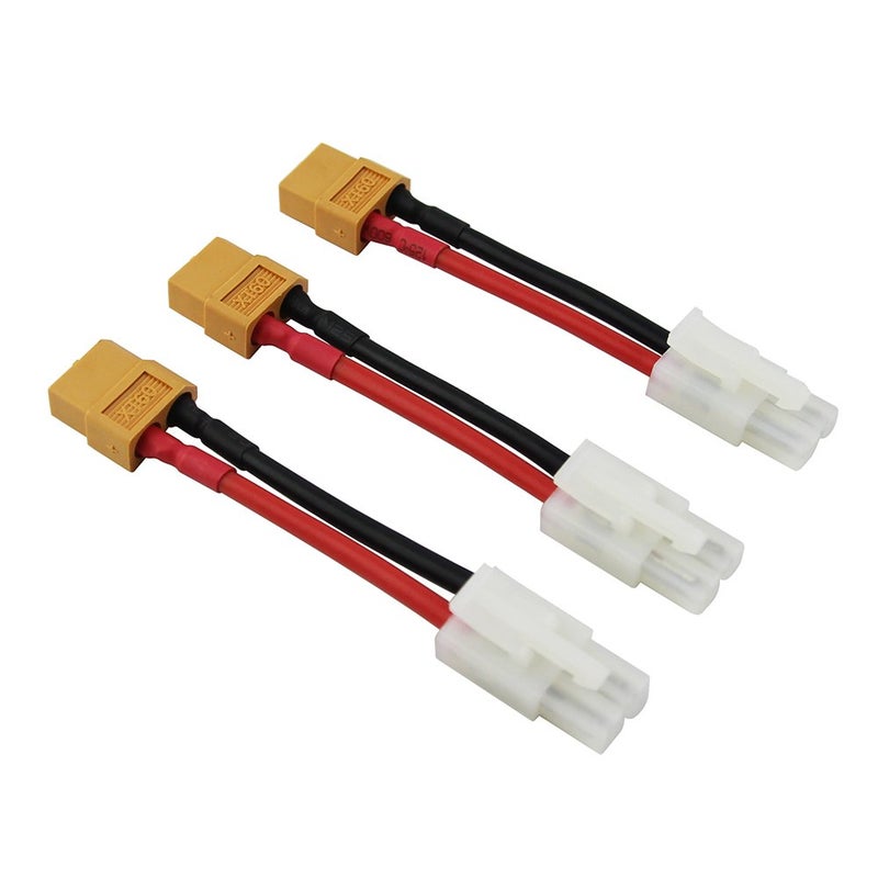 OliYin 3pcs compatible with Big Tamiya Male to Female XT60 Connector Adapter 14awg 1.96inch Wire for NiCd NiMH Dynamite Packs(pack of 3) - Image 1